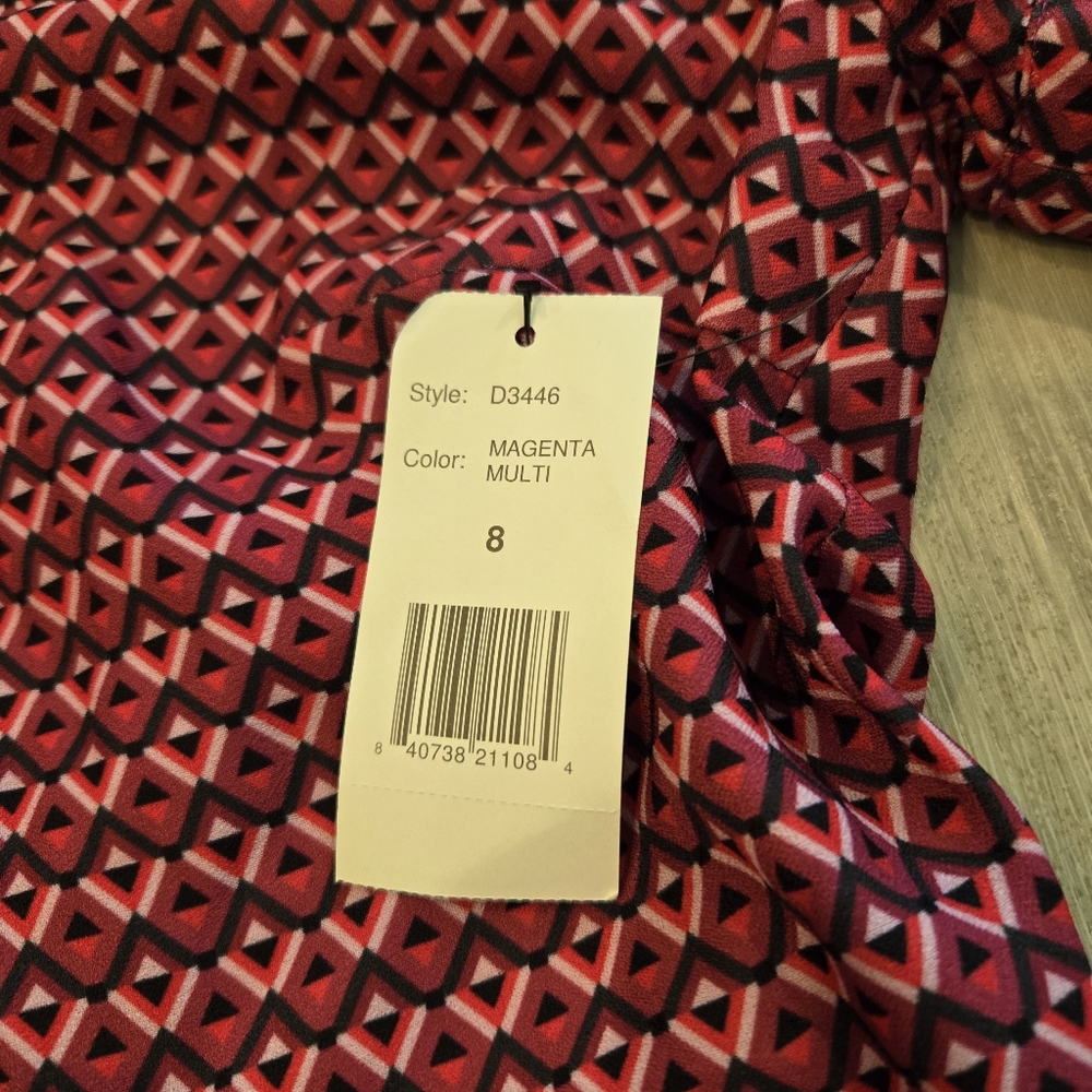Alexia Admor Geometric Collared Midi Swing Dress NWT Womens Sz 8 - Picture 5 of 7